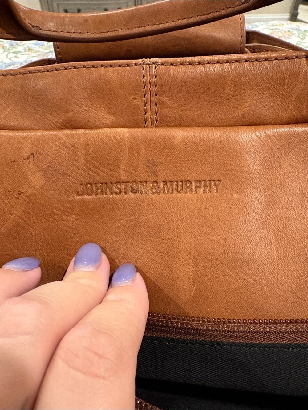 Johnston & Murphy Brown and Tan Leather-Trim Canvas Duffel